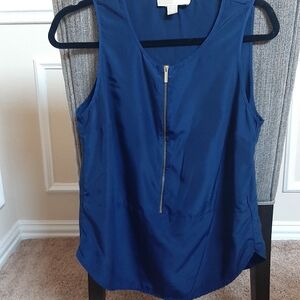 Michael Kors Navy Sleeveless Blouse with Front Zipper